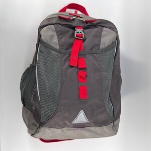LL Bean Backpack Gray Red Nylon Mesh Outdoor School Travel Bag